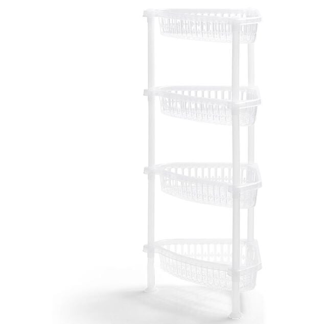 Desserte d'angle 4 niveaux plastique transparent 38x33xH82cm