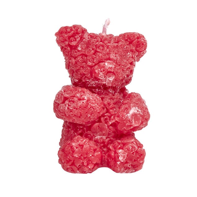 Bougie forme oursons relief fleurs 4x5xH6,5cm (2 modèles)