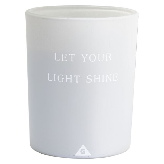 Bougie dans verre inscription Let your light shine senteur coton 40H