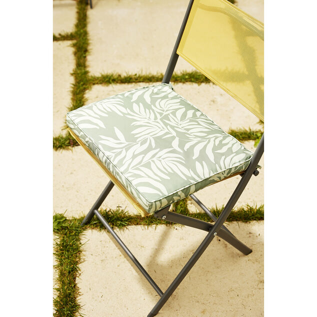 Galette de chaise rectangulaire Oxford vert 43x37cm
