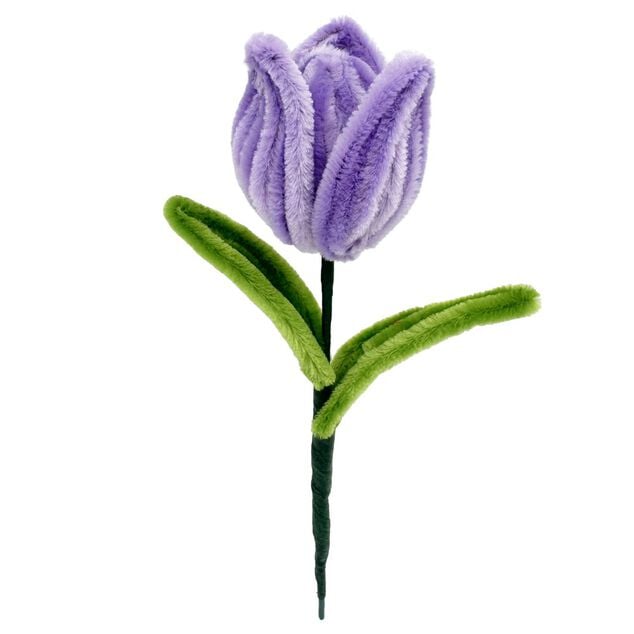 Kit cr&eacute;atif fil chenille fleur &agrave; confectionner L36cm (3 mod&egrave;les)