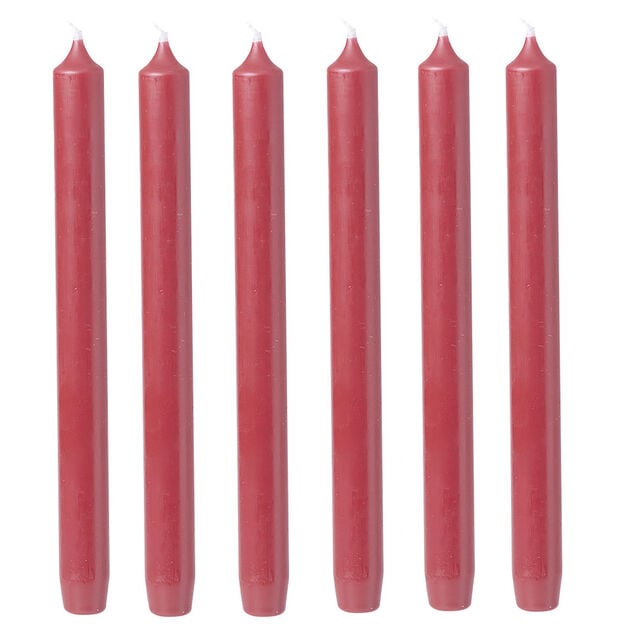 Bougie chandelle rouge Ø2xH25 cm x6