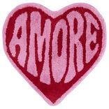 Tapis d&eacute;co inscription Amore forme coeur rose 75x75cm