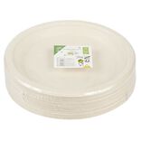 Lot de 50 assiettes plates rondes jetables en canne à sucre