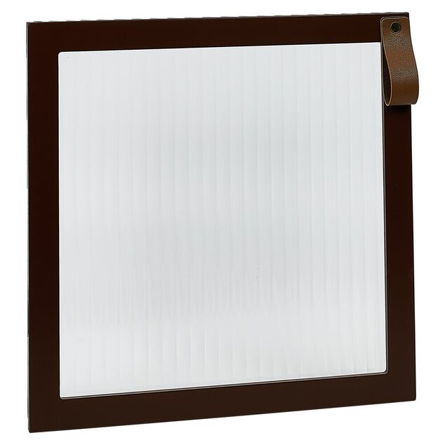 Porte Box Cube 32,2xH32,2x1,2cm bois marron et verre transparent