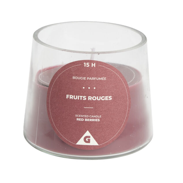 Bougie dans verre senteur fruits rouges Ø9xH7.5cm