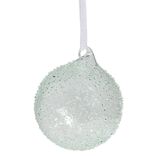 Boule de Noël en verre effet perlé bleu transparent Ø8cm