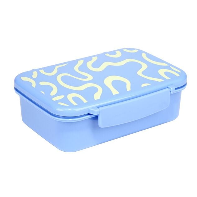 Lunch box plastique 800ml avec s&eacute;parateur lignes ondul&eacute;es 13x18xH6cm (2 mod&egrave;les)