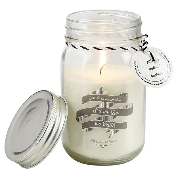 Bougie parfum&eacute;e dans bocal en verre avec message