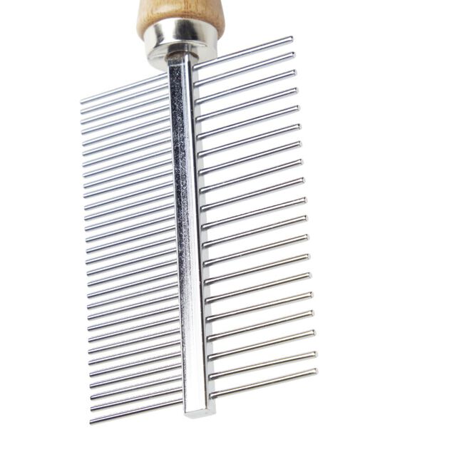 Brosse animal double peigne m&eacute;tal et bois