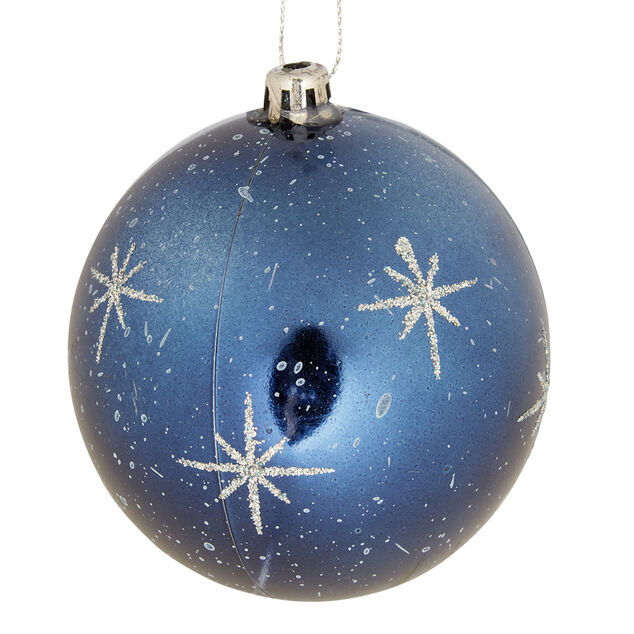 Boule de Noël design étoile pailleté bleu ø8 cm