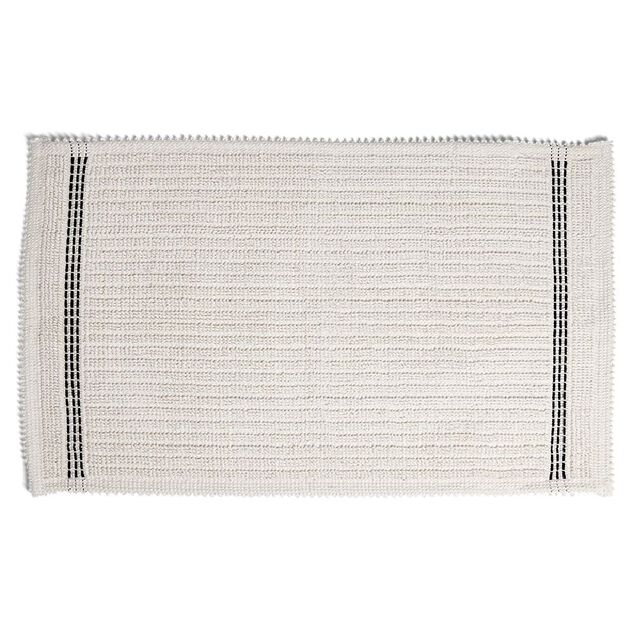 Tapis de bain 100% coton blanc et noir 70x50cm