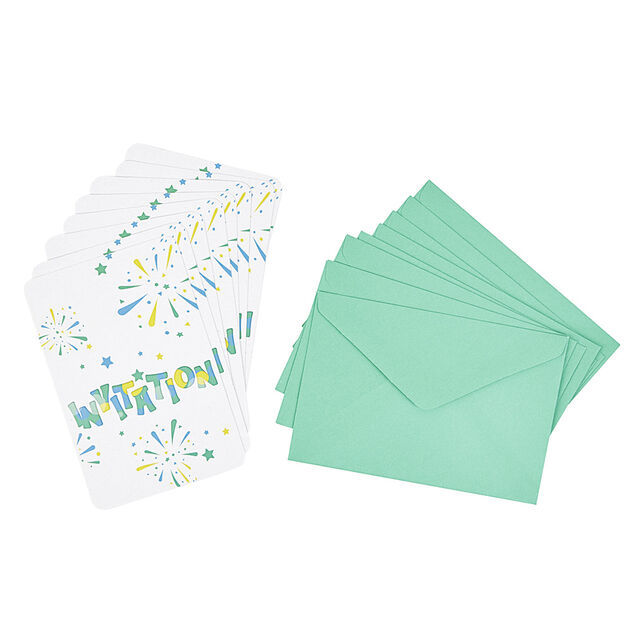 Carte d'invitation feux d'artifice avec enveloppe x 8