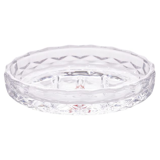 Porte-savon en verre effet cristallin transparent 12x8xH2,5cm