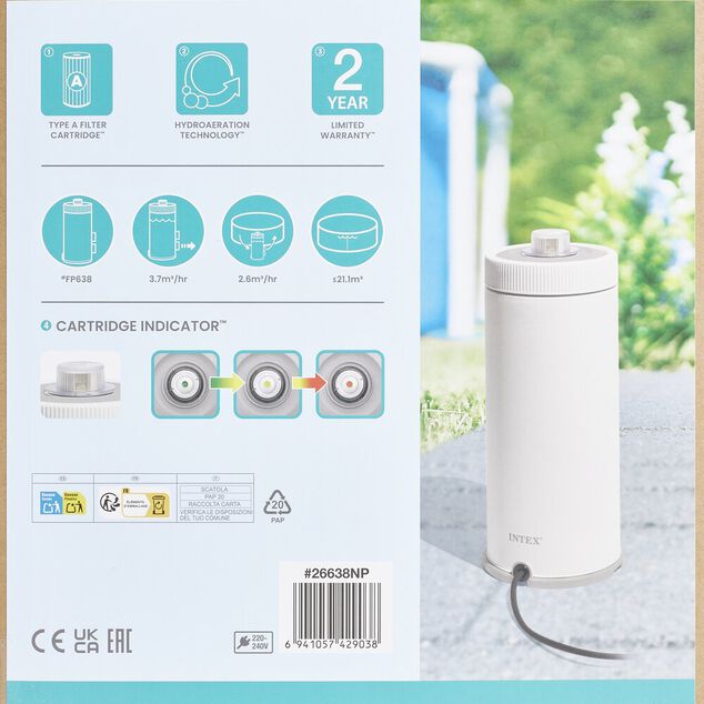 &Eacute;purateur &agrave; cartouche Intex C1000 filtre piscine 17m&sup3; max. d&eacute;bit 2,7m&sup3;/h