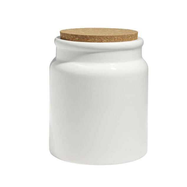 Bocal en c&eacute;ramique avec couvercle en li&egrave;ge &Oslash;14,5xH17cm