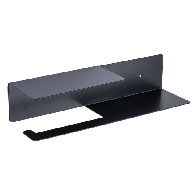 D&eacute;rouleur papier WC avec support t&eacute;l&eacute;phone m&eacute;tal noir 37x8xH10cm