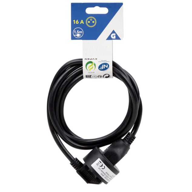 Rallonge &eacute;lectrique 16A 1,5m noir