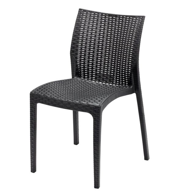 Chaise de jardin basse Sydney plastique gris anthracite 52x48xH81cm