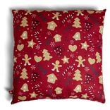 Coussin carr&eacute; No&euml;l motif biscuit sucre d'orge rouge 40x40cm
