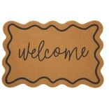 Paillasson ext&eacute;rieur contour vague inscription Welcome marron et noir 40x60cm