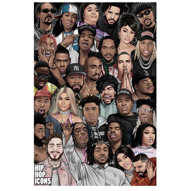 Poster ic&ocirc;nes du Hip Hop 91,5x61cm