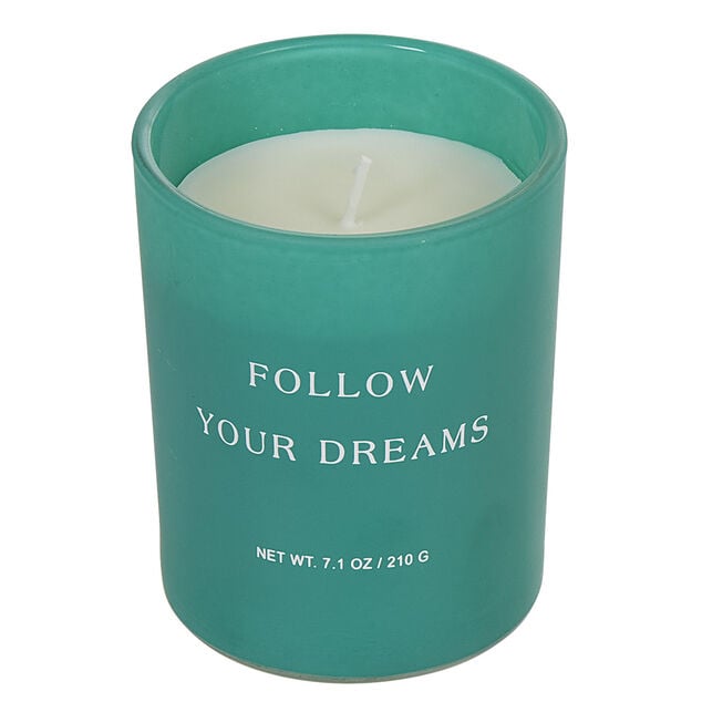 Bougie parfum&eacute;e &agrave; message dans verre bleu senteur mono&iuml;