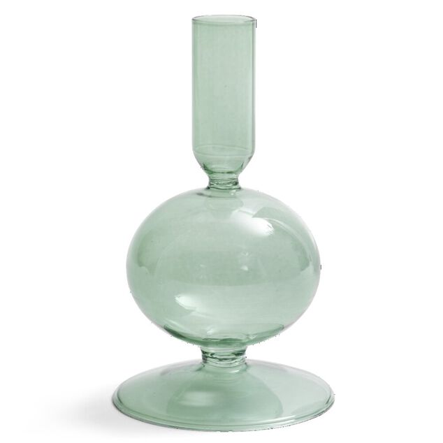 Bougeoir boule chandelier verre vert Ø8,7xH15cm