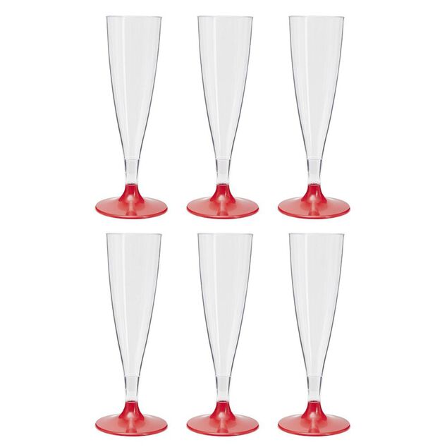 Fl&ucirc;te en plastique rouge r&eacute;utilisable x6