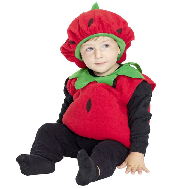 D&eacute;guisement b&eacute;b&eacute; fraise bonnet et gilet 18/24mois