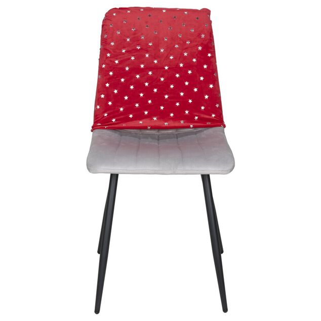 Housse de chaise carr&eacute;e No&euml;l &agrave; pois avec noeud amovible L45X45XH50 cm polyester (2 mod&egrave;les rouge ou vert)