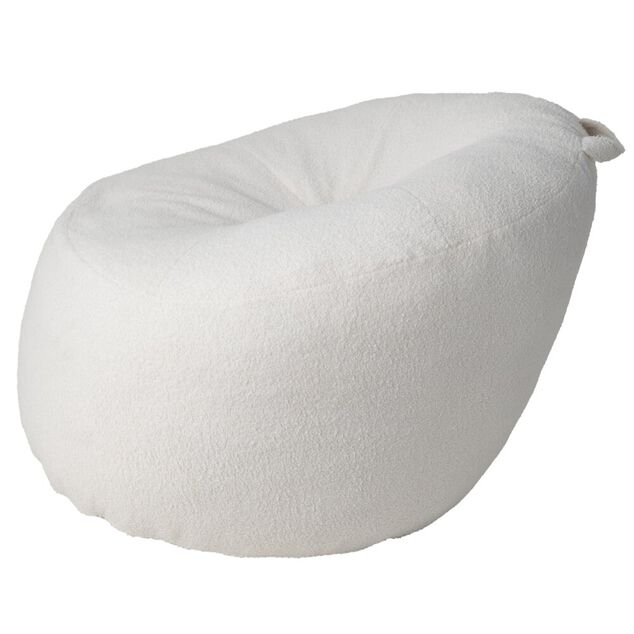 Pouf poire Clara effet laine boucl&eacute;e blanc &Oslash;92xH61cm