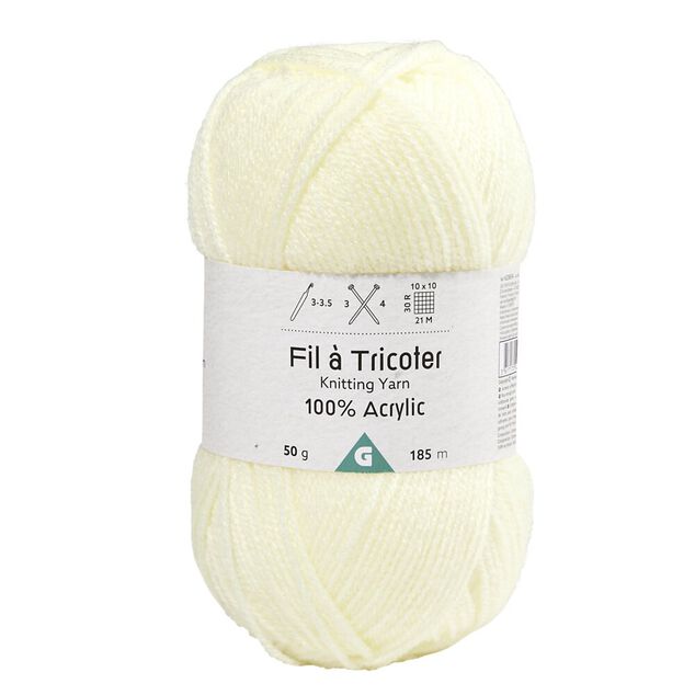 Fil &agrave; tricoter acrylique 50g blanc &eacute;cru