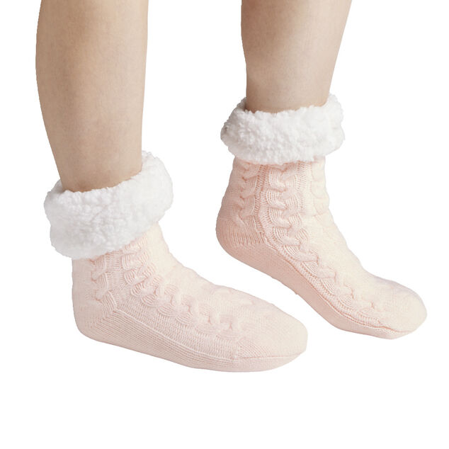 Chaussettes d'int&eacute;rieur doubl&eacute;es peluche noir TU