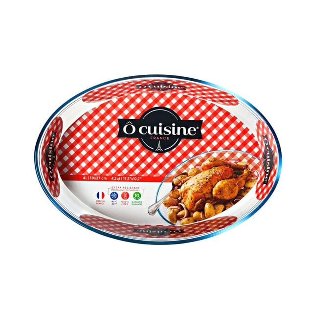 Plat &agrave; four ovale en verre extra r&eacute;sistant