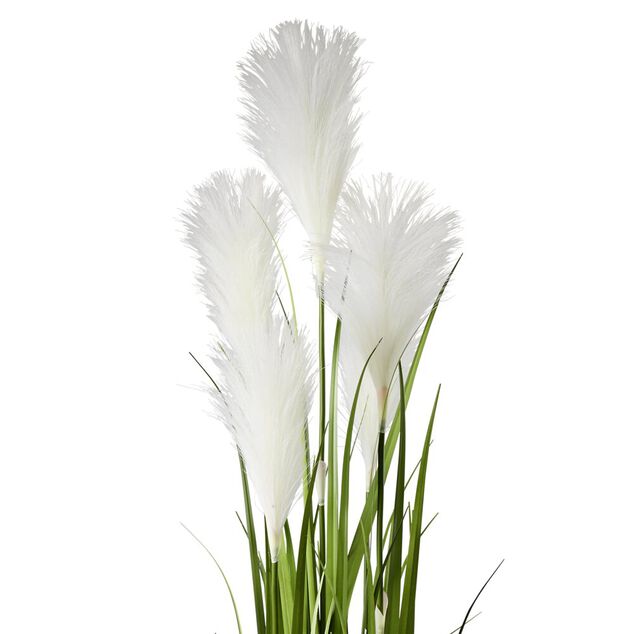 Plante artificielle verte tiges plumeaux blancs &Oslash;33xH160cm