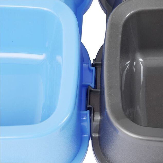 Gamelle double grise 2x500ml - plastique 31,8x16,6xH6,5cm