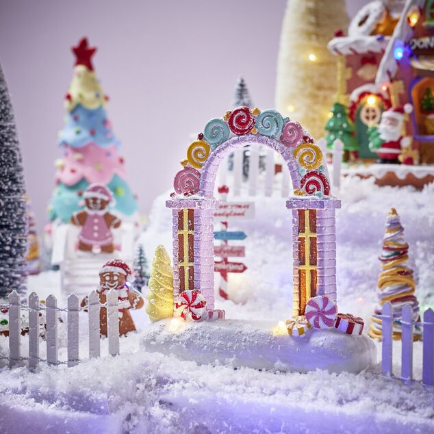 Arche lumineuse &agrave; poser pour village anim&eacute; de No&euml;l