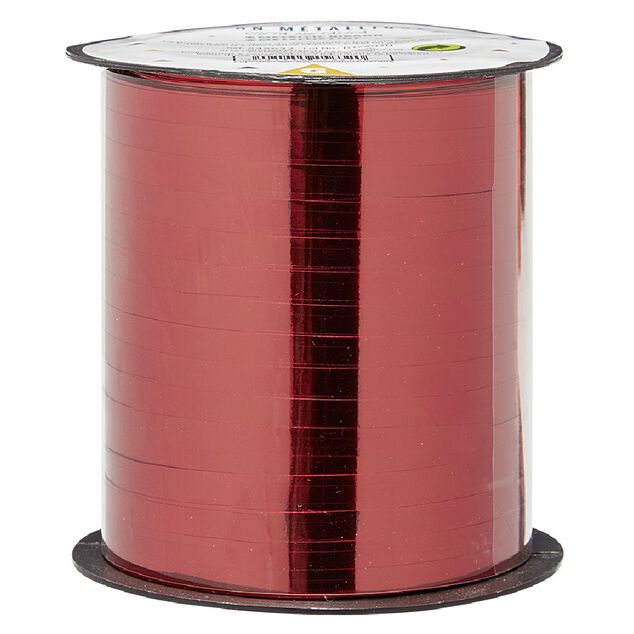 Ruban bolduc m&eacute;tallique rouge dor&eacute; ou argent&eacute; 182 m&egrave;tres