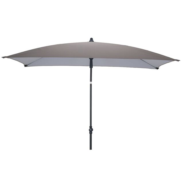 Parasol centr&eacute; Chili rectangulaire push-up inclinable gris 180x118xH210cm