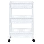 Desserte de cuisine 3 niveaux pani&egrave;res blanches