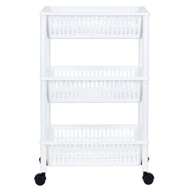 Desserte de cuisine 3 niveaux pani&egrave;res blanches
