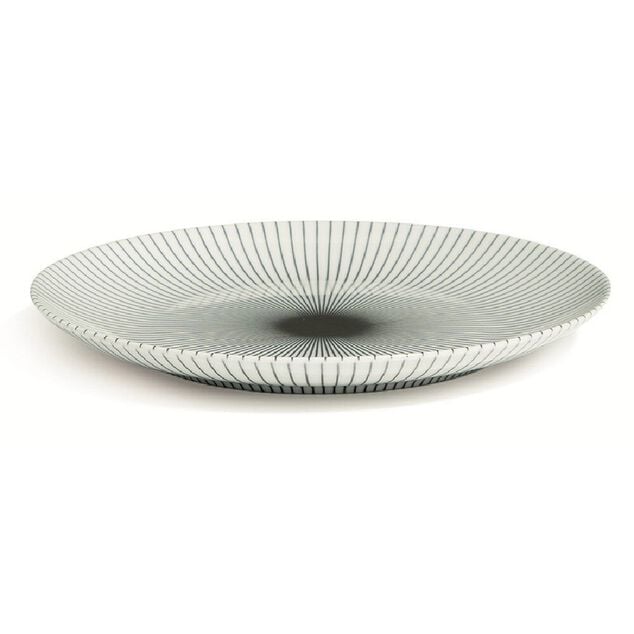 Assiette plate blanche d&eacute;cor rayon noir &Oslash;26.5cm