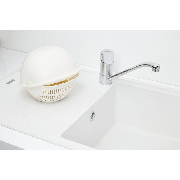 Panier &eacute;gouttoir rotatif double couche 2en1 blanc &Oslash;23xH10,5cm