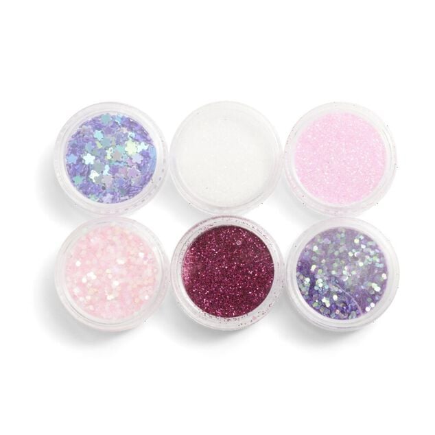 Strass autocollants pour ongles 6 pots paillettes rose violet blanc