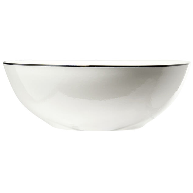 Saladier bas en porcelaine blanc bord noir type bistrot &Oslash;22,5xH8,8cm