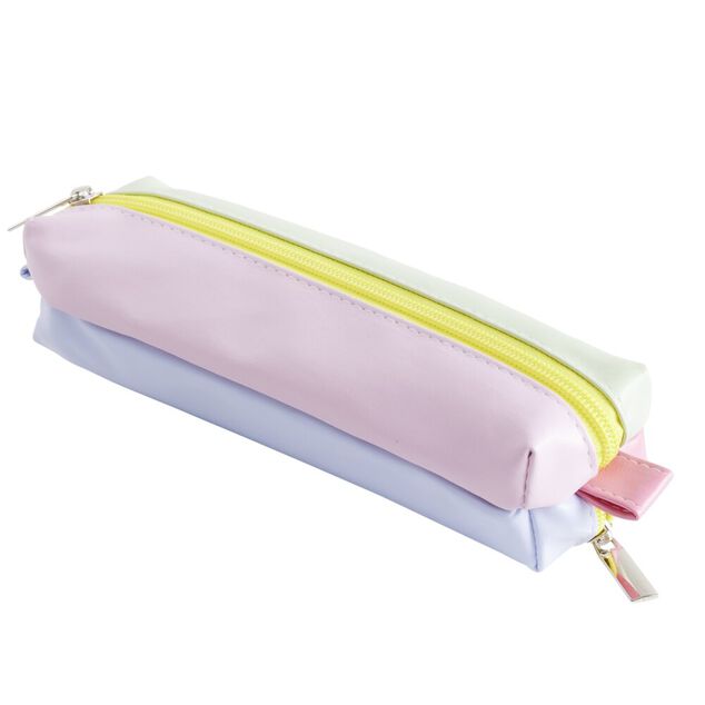 Trousse double ouverture simili multicolore pastel L20cm