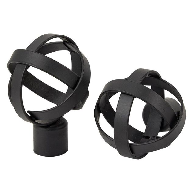 Embout tringle &agrave; rideau &Oslash;20mm sph&egrave;re spirale m&eacute;tal noir mat x2