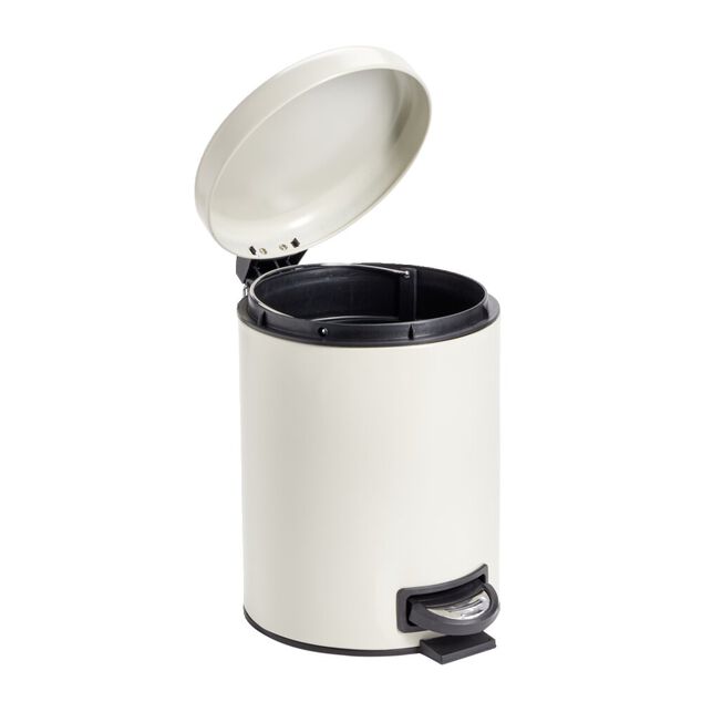 Poubelle à pédale salle de bain métal beige 5L Ø20,5xH27,5cm
