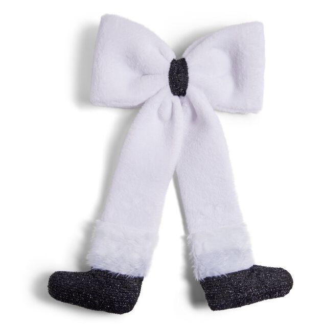 Noeud d&eacute;coratif XL avec jambes blanc et noir H70cm